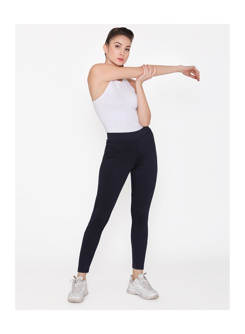 Clovia Activewear Gym Sports Tights in Navy Blue  - Image 1