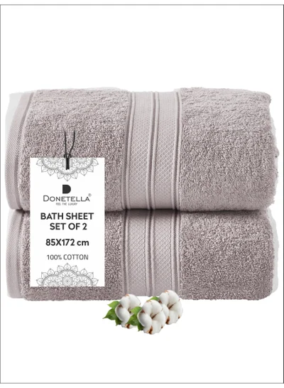 Donetella Premium 100 % Combed Cotton 2-Pcs Bath Sheet Set (85 X 172 CM) 600 GSM Large Towel, Highly Absorbent, Quick Dry,Best Towel for Bathroom, Spa And Hotel,White