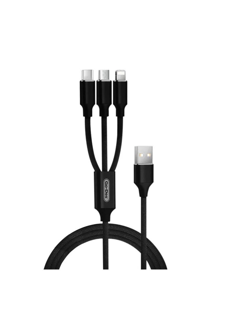 GO-DES - USB to Lightning  Micro USB Type C Three One Charge Line Charging Cable For Mobiles-Go-Des - Image 1