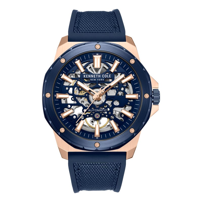 Kenneth Cole Automatic Analog Blue Dial Blue Silicon Strap Watch for Men - KCWGZ0076702MNW - Image 4