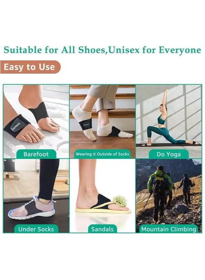 زوج واحد من أكمام الضغط الداعمة لقوس القدم للأقدام المسطحة، دعامات فيلكرو قابلة للتعديل لالتهاب اللفافة الأخمصية للأقواس الساقطة، لفافة دعم قوس القدم التقويمية للجنسين للقوس المرتفع، لتخفيف آلام القدم - Image 2