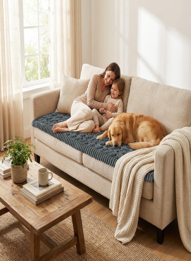 Smiry Pet Couch Cover for 3 Cushion Sofa, Non-Slip Fuzzy Couch Cover for Dogs Washable, Thick Soft Sofa Slipcovers Cushion Protector Pet Friendly (Dark Grey, 27.6" x 27.6") - Image 5