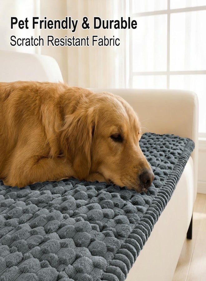 Smiry Pet Couch Cover for 3 Cushion Sofa, Non-Slip Fuzzy Couch Cover for Dogs Washable, Thick Soft Sofa Slipcovers Cushion Protector Pet Friendly (Dark Grey, 27.6" x 27.6") - Image 3