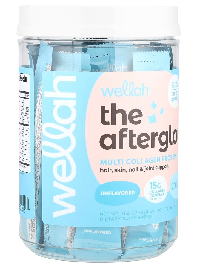Wellah The Afterglow Multi Collagen Protein + Beauty Unflavored 20 Stick Packs 0.6 oz (16.2 g) Each - Image 2