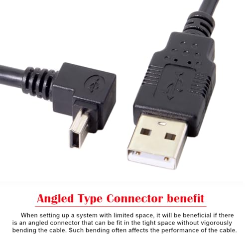 NFHK Mini USB B Type 5pin Male UP Angled 90 Degree to USB 2.0 Male Data Cable 5 Meters with EMI Ferrite Core 50cm - Image 5