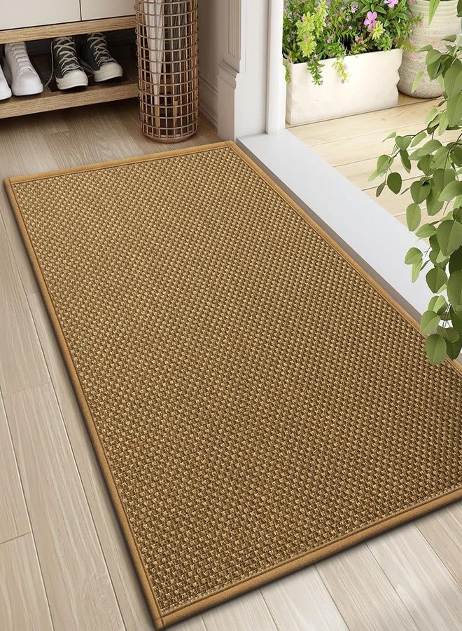 LEKEEPGO Door Mat 24"x36", Non Slip Door Mat Indoor Entrance, Rubber Backing Front Indoor Door mats Washable Absorbent Doormat Low-Profile Entryway Entry Resist Dirt Inside Door Mats, Light Brown - Image 1