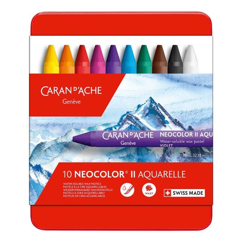 Caran d'Ache Classic Neocolor II Water-Soluble Pastels, 10 Colors - Image 2