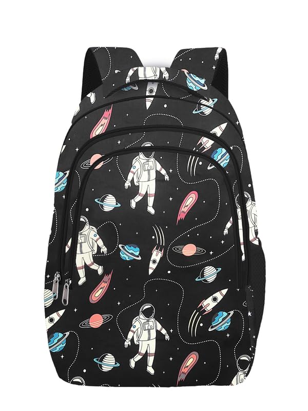 Frantic 26L 3-Compartment School Backpack With Pencil/Stationery Pouch - Astronaut Boy (Black) - Image 4
