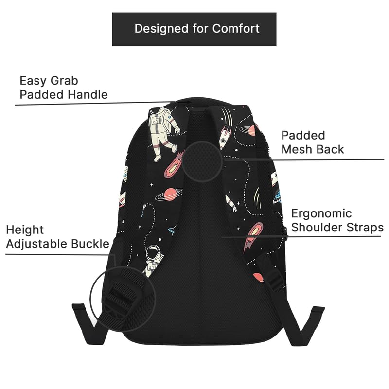Frantic 26L 3-Compartment School Backpack With Pencil/Stationery Pouch - Astronaut Boy (Black) - Image 3