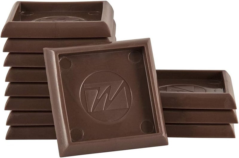 SoftTouch 4653495N Furniture Caster Cups Square for Carpet or Durable Hard Floors 2 Inch 12 Pack Brown 12 Count - Image 1