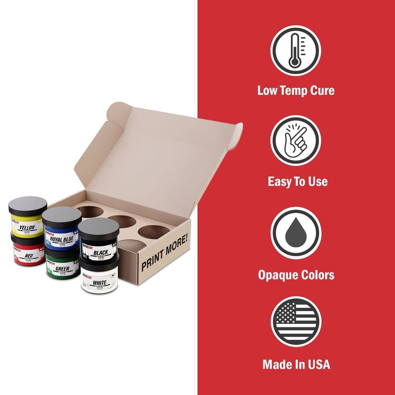 Screen Print Direct Screen Printing Ink Set - Rapid CureÂ® 6 Color Plastisol Ink for Screen Printing Fabric - Low Temperature Curing 8 oz. Plastisol Ink by Screen Print DirectÂ® - Inks for Silk Screens and Mesh - Image 3