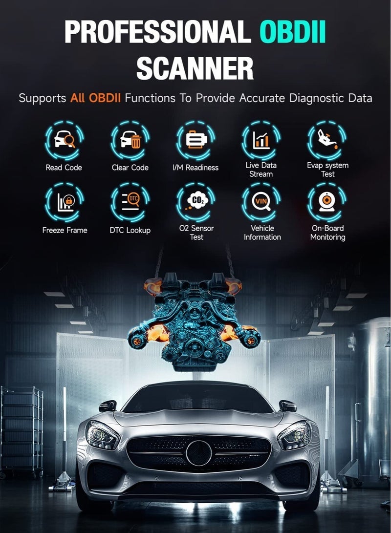 in 1 OBD2 Scanner Battery Tester, OBD2 Scanner Diagnostic Tool, for Car Check Engine Code Reader Scan Tool, Full OBDII Diagnosis and Charging Cranking Test, EVAP Live Data - Image 4