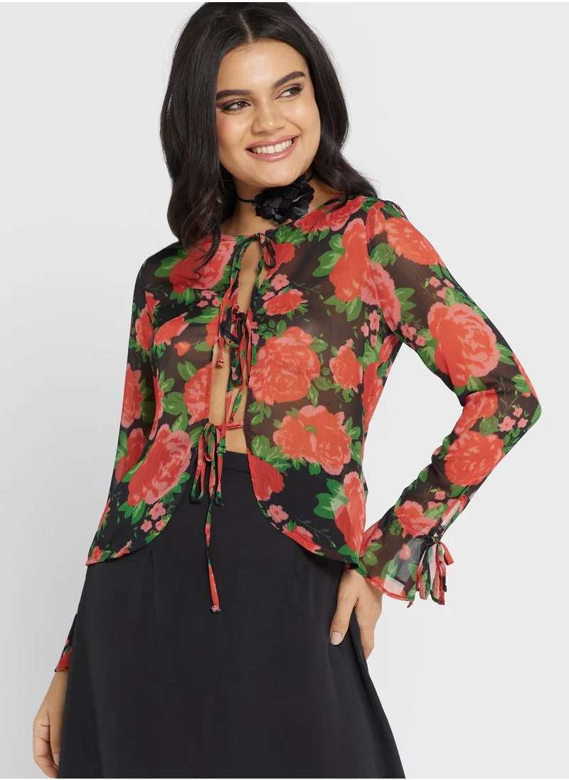 Never fully Dressed Rose Ruffle Blouse