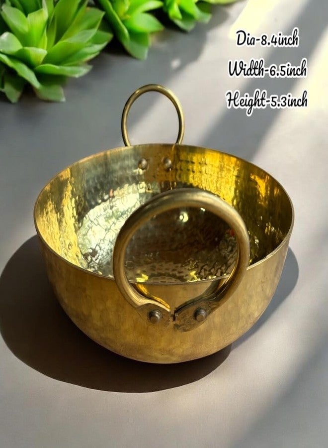 GBW Pure Brass Hammered Kadai 2litre Heavy Handmade kadai for Saute (2000ml) pital kadai Mini Handmade Hammered pital ki 2000ml Heavy frypan - Image 4