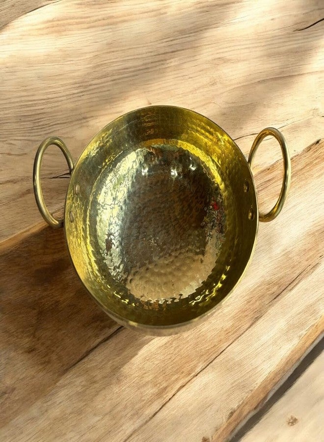 GBW Pure Brass Hammered Kadai 2litre Heavy Handmade kadai for Saute (2000ml) pital kadai Mini Handmade Hammered pital ki 2000ml Heavy frypan - Image 3