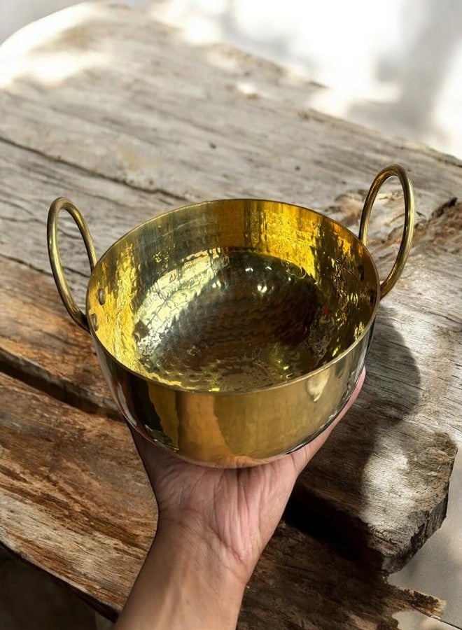 GBW Pure Brass Hammered Kadai 2litre Heavy Handmade kadai for Saute (2000ml) pital kadai Mini Handmade Hammered pital ki 2000ml Heavy frypan - Image 5