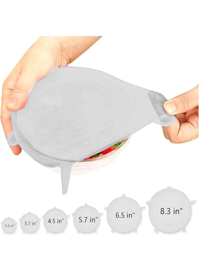 JCB CHIC أغطية سيليكون قابلة للتمدد 6 قطع غطاء شفط - أغطية قابلة للتمدد بأحجام متعددة للأوعية والأكواب والأواني والعلب والبرطمانات وأغطية حافظة الطعام الطازج وأغطية قابلة للتجميد وقابلة للاستخدام في الميكروويف (3 مجموعات) - Image 2