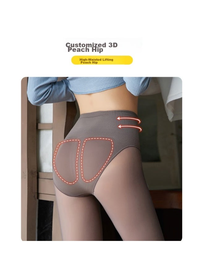 LANG SHA Langsha Women's Leggings, Spring And Summer Thin Fleece, Nude Feel Pantyhose, Flight Attendant Gray, Skin-translucent, High-waist, Tummy Control Lifting Pants, Black, Foot-length - Image 4