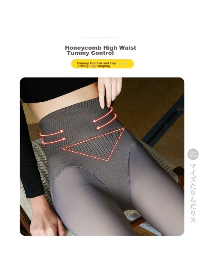 LANG SHA Langsha Women's Leggings, Spring And Summer Thin Fleece, Nude Feel Pantyhose, Flight Attendant Gray, Skin-translucent, High-waist, Tummy Control Lifting Pants, Black, Foot-length - Image 3