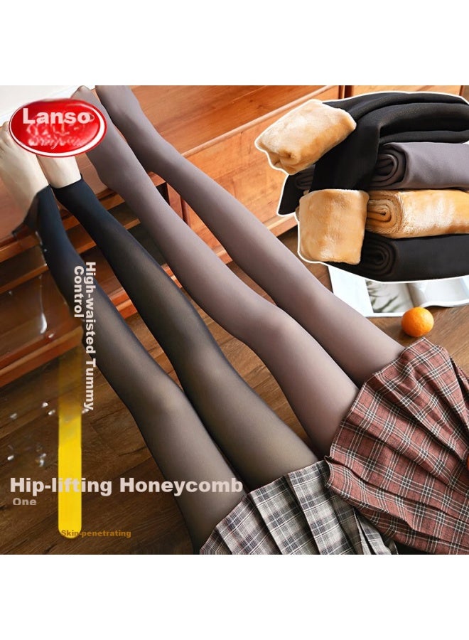 LANG SHA Langsha Women's Leggings, Spring And Summer Thin Fleece, Nude Feel Pantyhose, Flight Attendant Gray, Skin-translucent, High-waist, Tummy Control Lifting Pants, Black, Foot-length - Image 2