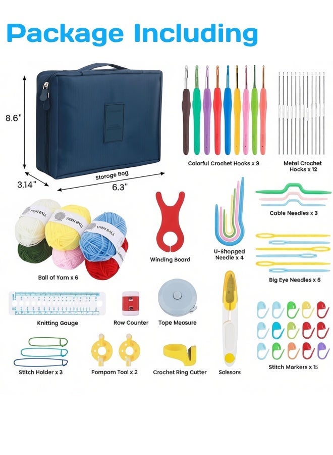 Farahom 67PCS Crochet Kit for Beginners & Adults, Complete DIY Crochet Starter Set with Ergonomic Hooks, Steel Crochet Hooks, Yarn Balls, Accessories & Storage Bag, Gift for Women & Teens - Image 2
