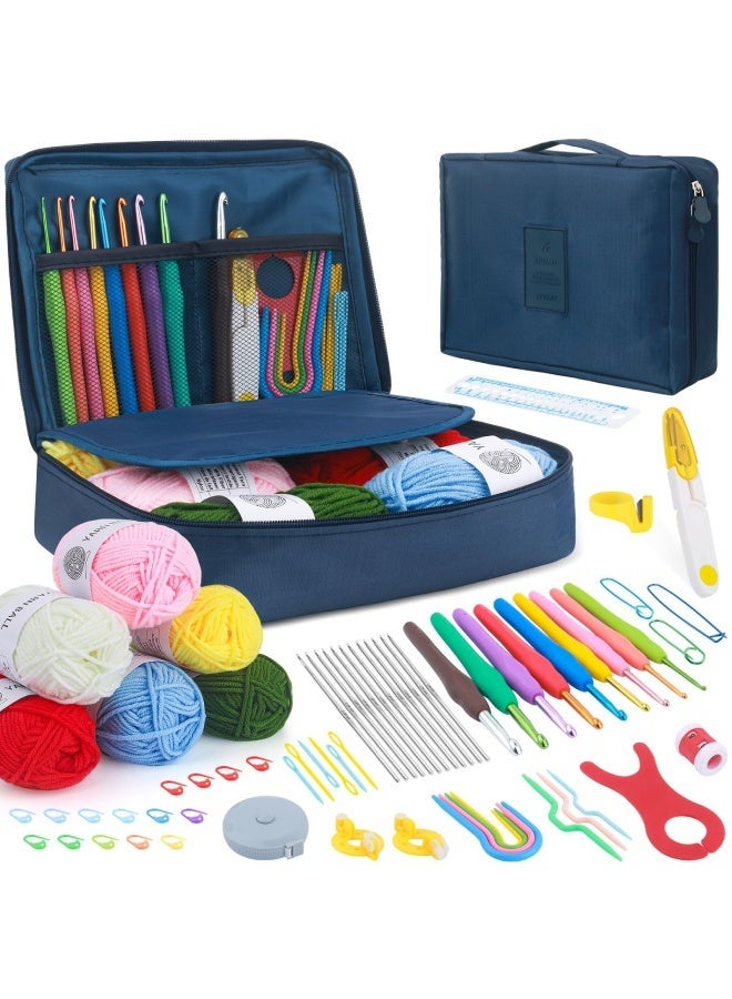 Farahom 67PCS Crochet Kit for Beginners & Adults, Complete DIY Crochet Starter Set with Ergonomic Hooks, Steel Crochet Hooks, Yarn Balls, Accessories & Storage Bag, Gift for Women & Teens - Image 1