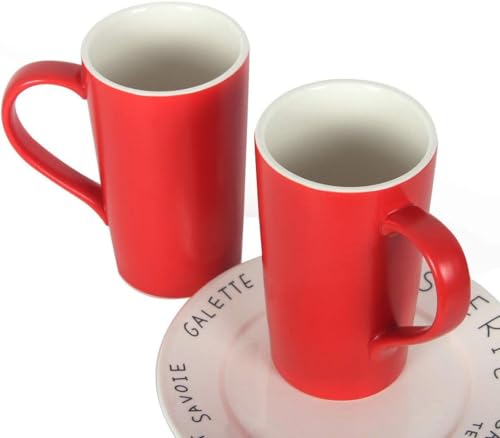 Smilatte 20 Ounces Extra Large Coffee Mug, M007 Plain Tall Big Ceramic Latte Milk Tea Cup with Handle for Dad Men Women, Christmas Red - Image 5