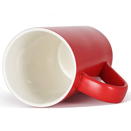 Smilatte 20 Ounces Extra Large Coffee Mug, M007 Plain Tall Big Ceramic Latte Milk Tea Cup with Handle for Dad Men Women, Christmas Red - Image 3