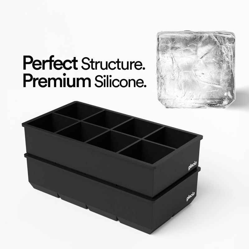 glacio Ice Cube Trays Silicone – Large Tray Molds for making 8 Giant Ice Cubes for Whiskey – 2 Pack - Image 4