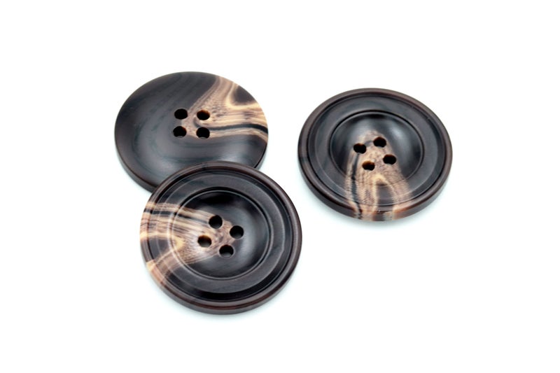 vingol 20PCS 4 Holes Sewing Round Craft Buttons Resin Snaps for Blazer Shirts Clothes DIY Accessories Brown 15mm 
