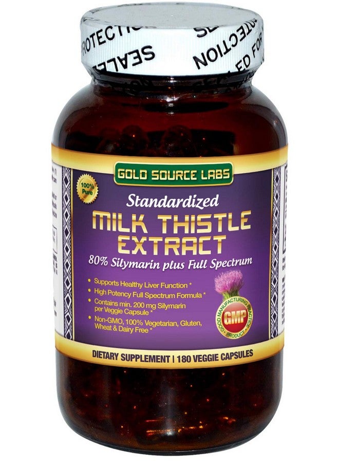 Gold Source Labs كبسولات حليب الشوك العضوي، 180 كبسولة، مسحوق حليب الشوك النقي بالإضافة إلى 80% مستخلص سيليمارين المعقد القياسي، 450 ملغ، مكمل طبيعي لصحة الكبد، تعزيز المناعة، إزالة السموم والتنظيف - Image 1