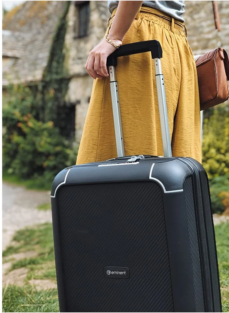 إيمينينت Champion Hard Case Travel Bag Luggage Trolley Polypropylene Lightweight 4 Quiet Double Spinner Wheels Suitcase With TSA Lock B0002 Dark Grey