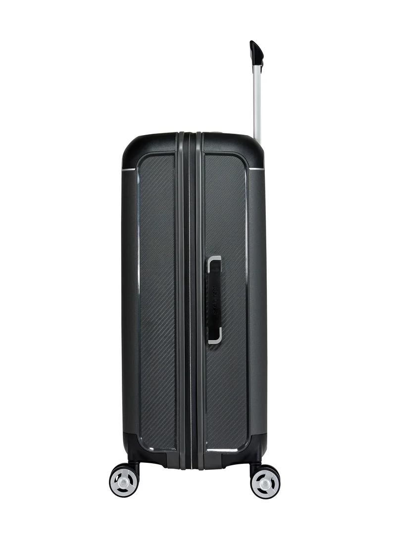 eminent Champion Hard Case Travel Bag Luggage Trolley Polypropylene Lightweight 4 Quiet Double Spinner Wheels Suitcase With TSA Lock B0002 Dark Grey