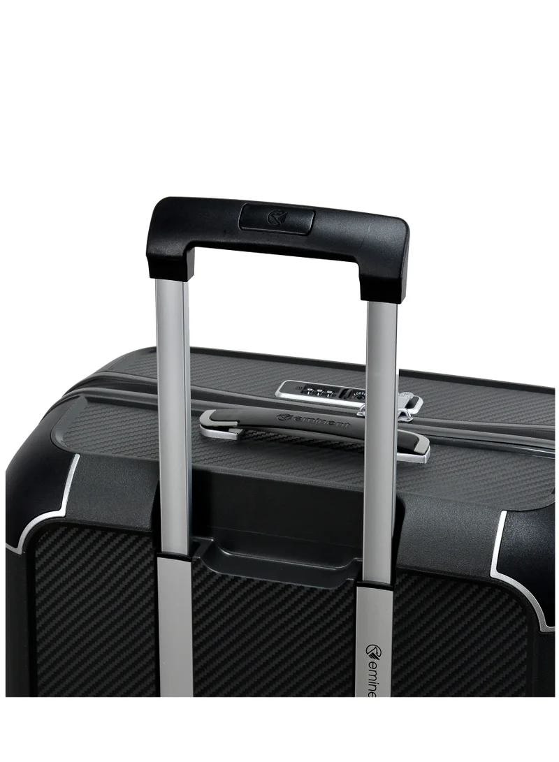 eminent Champion Hard Case Travel Bag Luggage Trolley Polypropylene Lightweight 4 Quiet Double Spinner Wheels Suitcase With TSA Lock B0002 Dark Grey