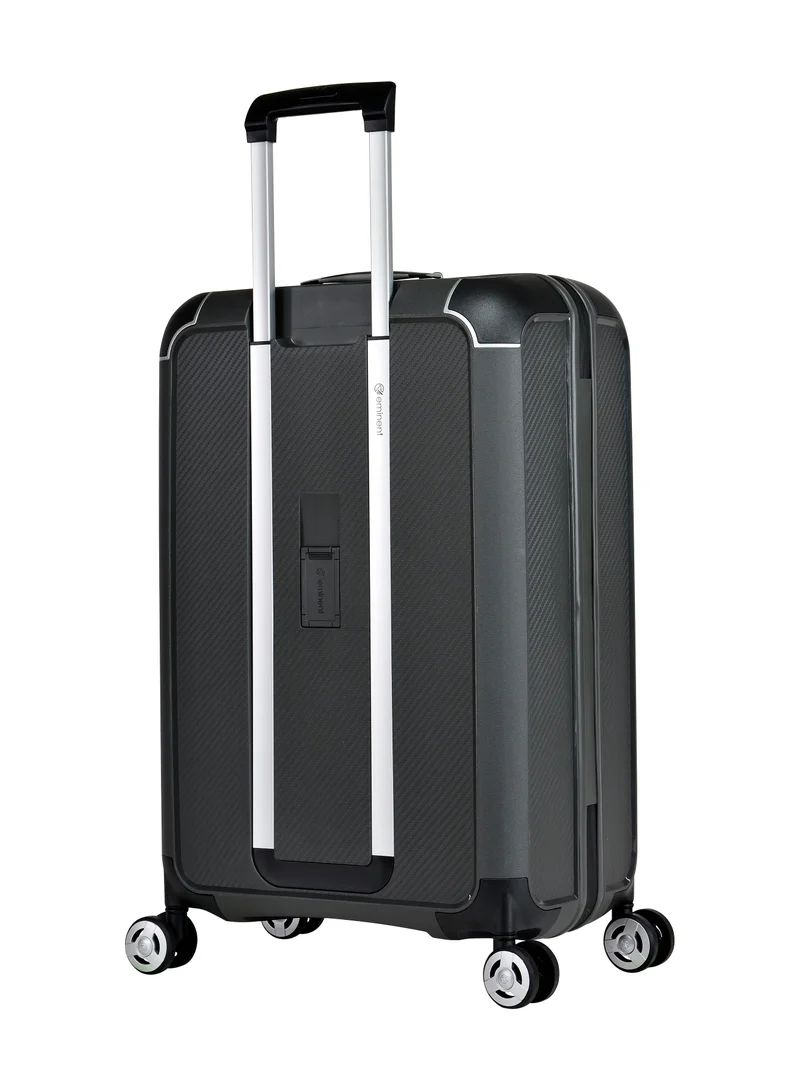 eminent Champion Hard Case Travel Bag Luggage Trolley Polypropylene Lightweight 4 Quiet Double Spinner Wheels Suitcase With TSA Lock B0002 Dark Grey
