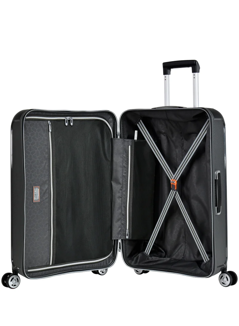 eminent Champion Hard Case Travel Bag Luggage Trolley Polypropylene Lightweight 4 Quiet Double Spinner Wheels Suitcase With TSA Lock B0002 Dark Grey