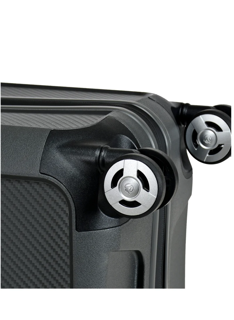 eminent Champion Hard Case Travel Bag Luggage Trolley Polypropylene Lightweight 4 Quiet Double Spinner Wheels Suitcase With TSA Lock B0002 Dark Grey