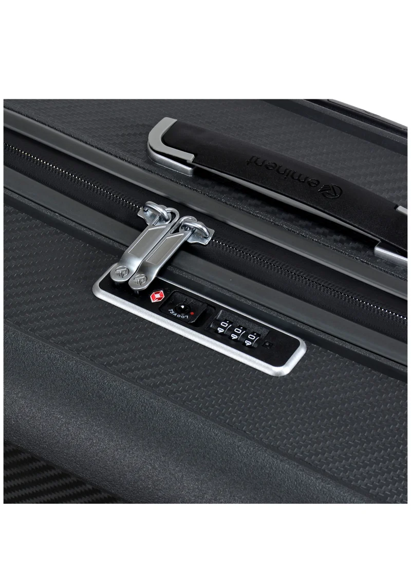 eminent Champion Hard Case Travel Bag Luggage Trolley Polypropylene Lightweight 4 Quiet Double Spinner Wheels Suitcase With TSA Lock B0002 Dark Grey