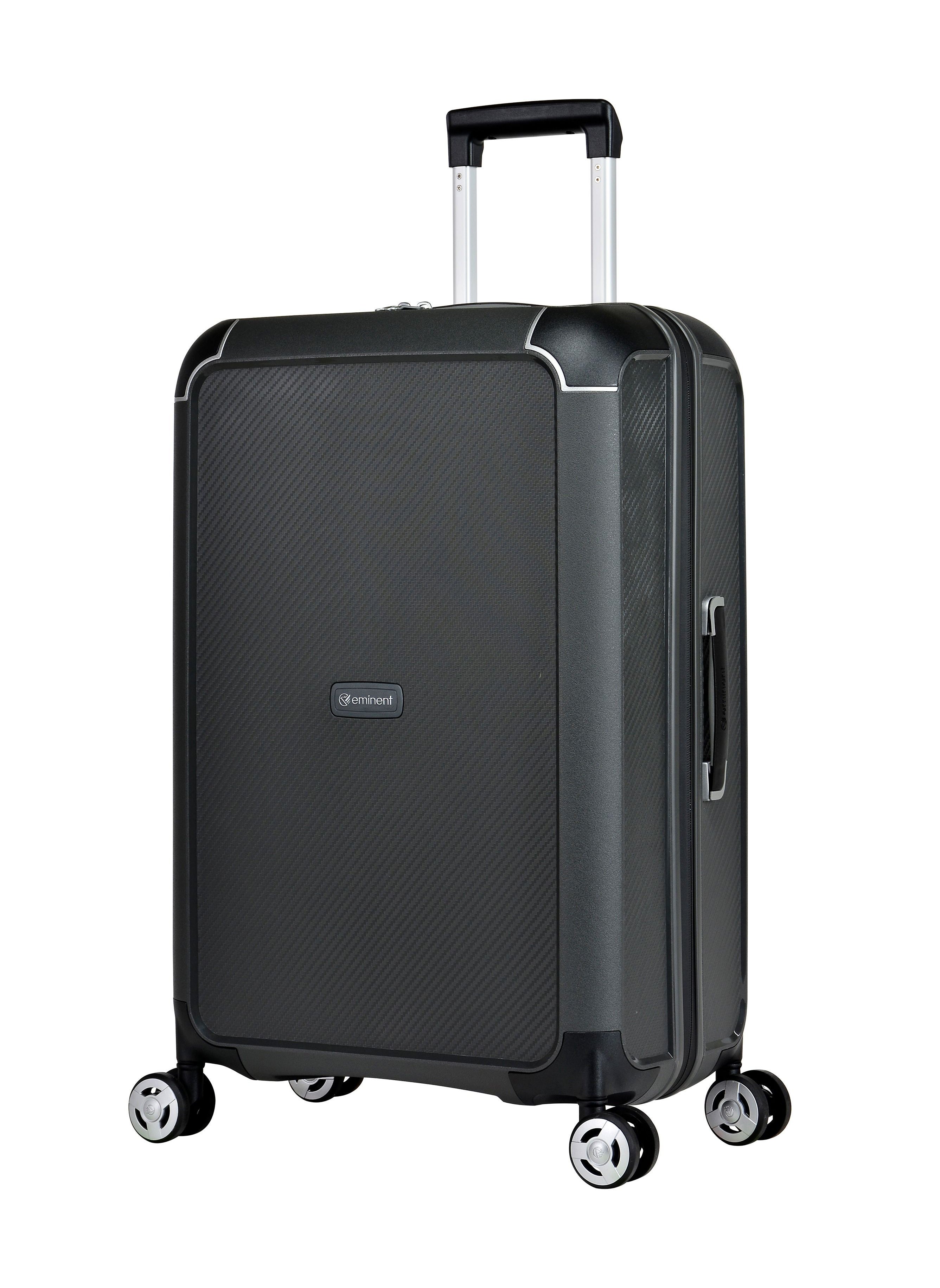 Champion Hard Case Travel Bag Luggage Trolley Polypropylene Lightweight 4 Quiet Double Spinner Wheels Suitcase With TSA Lock B0002 Dark Grey 