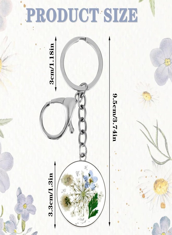 Andibro Pressed Flower Keychain, Forget-Me-Not Real Flower Keyrings Dried Flower Key Ring Wildflower Aesthetic Key Chain(A) - Image 4