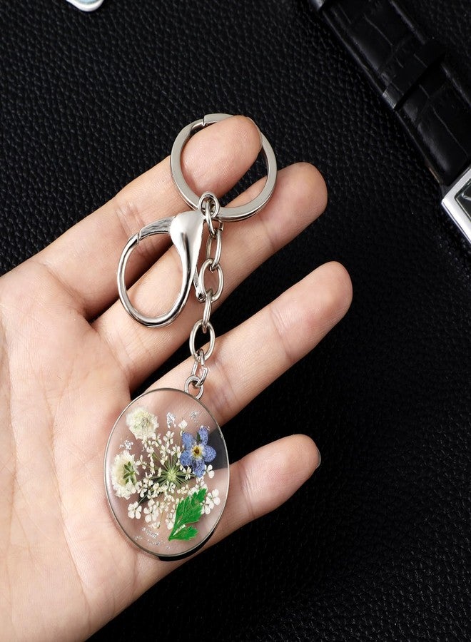 Andibro Pressed Flower Keychain, Forget-Me-Not Real Flower Keyrings Dried Flower Key Ring Wildflower Aesthetic Key Chain(A) - Image 2