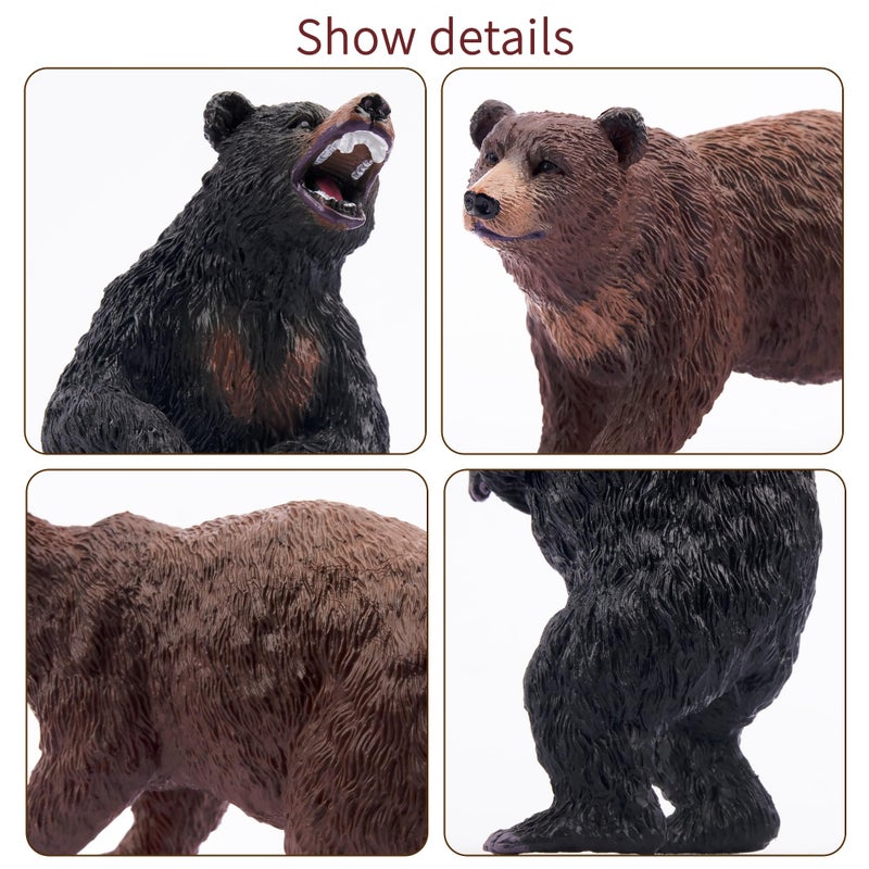 Toymany 6PCS Bear Figurines, Realistic Forest Animals Bear Family Figures Toy Set Includes Brown Bears Black Bears and Cubs, Education Toy Birthday for Kids Toddlers - Image 2