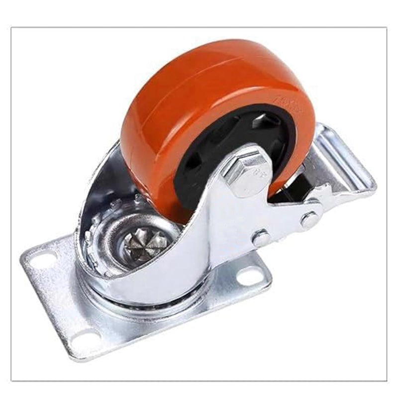 SIBY Pack Of 4 3 360 Rotate Swivel Plate Caster Wheel For Shopping Mall Trolley Cart Swivel Rubber Caster Wheels Replacement Soft Safe Rollers Furniture Hardware 4PcOrange Color - Image 2