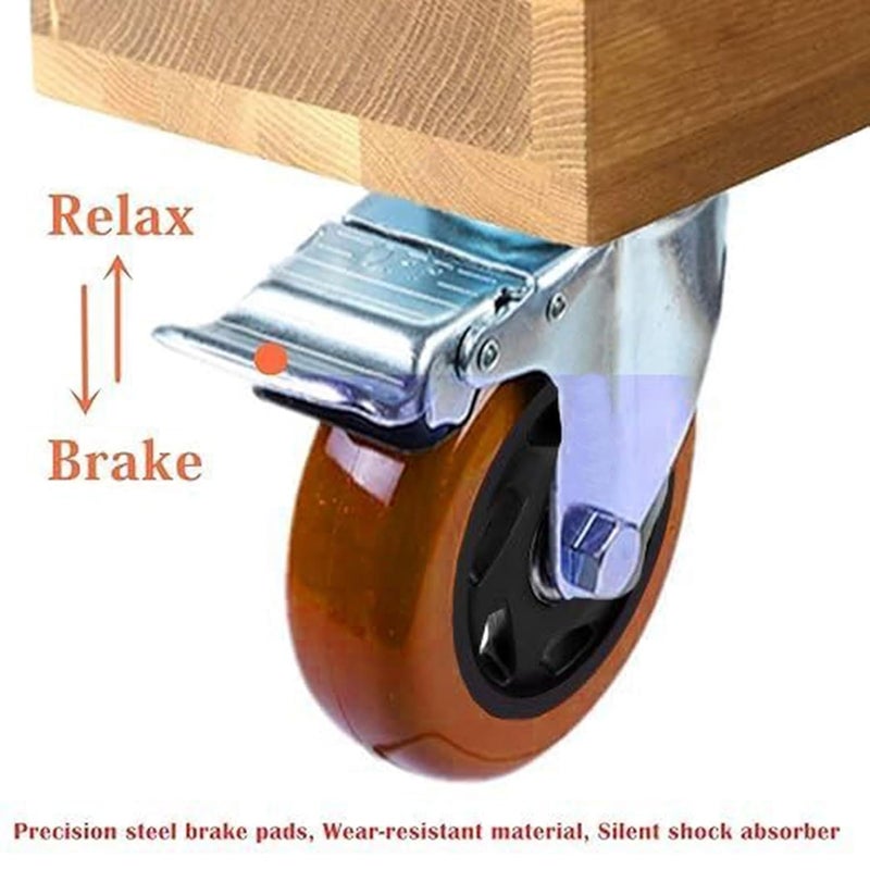 SIBY Pack Of 4 3 360 Rotate Swivel Plate Caster Wheel For Shopping Mall Trolley Cart Swivel Rubber Caster Wheels Replacement Soft Safe Rollers Furniture Hardware 4PcOrange Color - Image 4