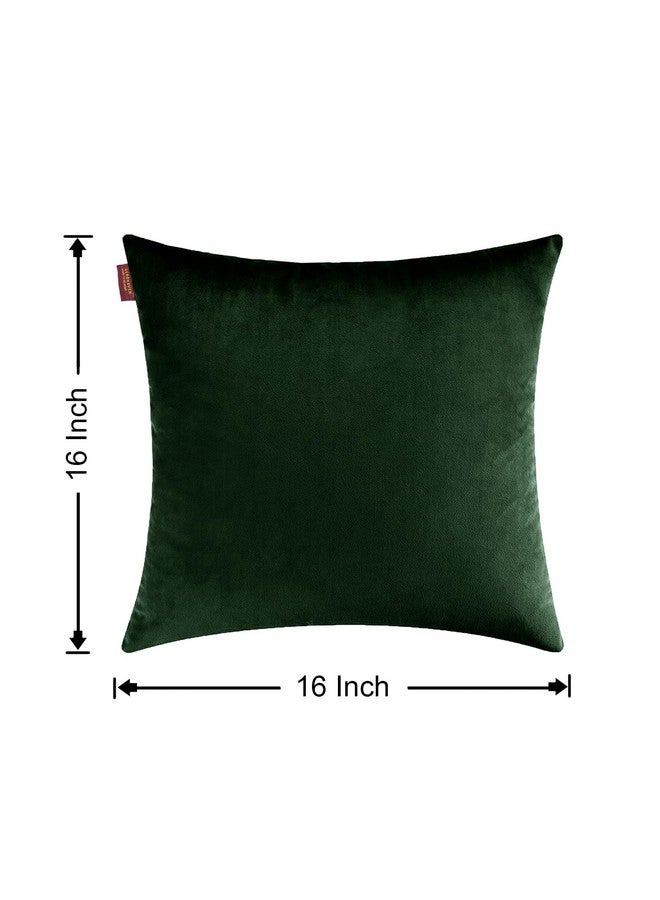 AEROHAVEN™ Premium Velvet Reversible Decorative Throw Pillow/Cushion Covers with Invisible Zipper - (16 x 16 Inch, Forest Green) - Image 3