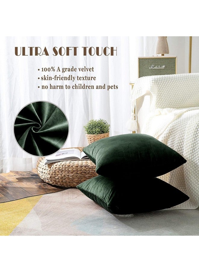 AEROHAVEN™ Premium Velvet Reversible Decorative Throw Pillow/Cushion Covers with Invisible Zipper - (16 x 16 Inch, Forest Green) - Image 2
