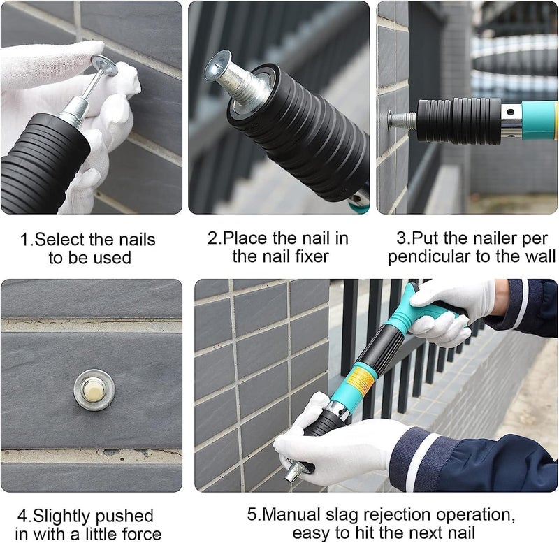 AIDROM MART Portable Manual Concrete Nail Gun Adjustable Power Nail Fastening ToolMultiFunction Manual Nail Gun Tool Concrete Wood and Steel Fixation Compact Ergonomic DesignPack of 1  - Image 3