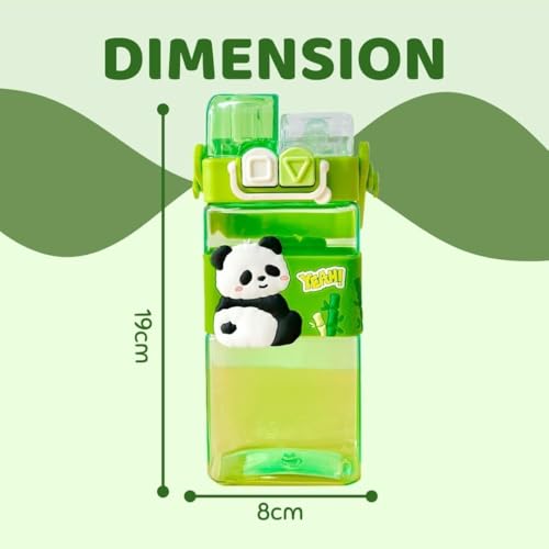 Elecart Panda Kid's Cartoon Water Bottle with Adjustable Strap – Cute Double Drinking Straw Cup | Leak-Proof, Portable Tumbler – 500ML – Perfect for School & Outdoor Fun (Panda) - Image 4