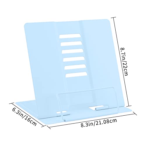 Honagu Metal Desk Book Holder, Adjustable Cookbook & Document Holder, Portable Bookstand for Music Books, Textbooks, Recipes, Tablets & iPads (Macaron Blue) - Image 4