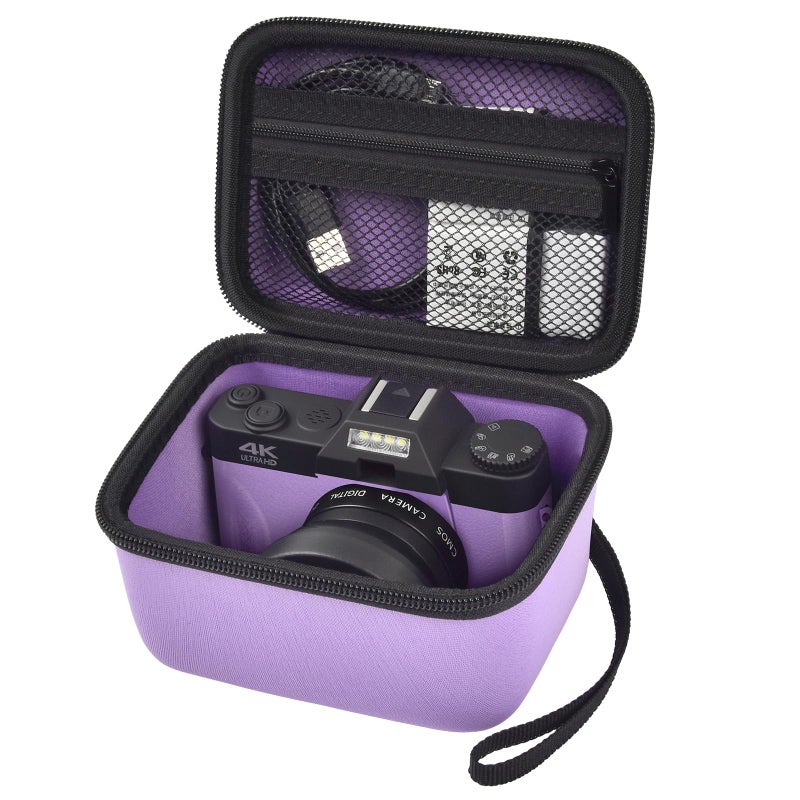 Comecase Vlogging Camera Case Compatible with for Duluvulu/for VJIANGER/for JGIPL/for TEBNGIHNM 4K Digital Cameras for Youtube. Vlog Camera Carrying Storage for Lens, Cable and Other Accessories - Purple - Image 1